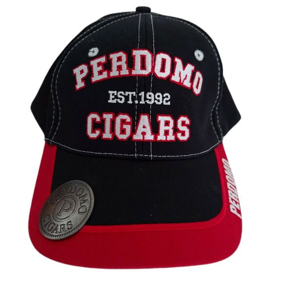 New PERDOMO CIGARS Hat Bottle Opener Medallion On Bill Adjustable Baseball Cap - Picture 2 of 10